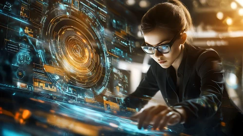 Woman Using Digital Interface
