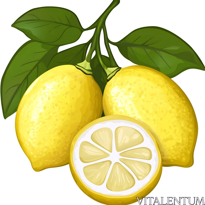 Vibrant Lemon Citrus Art AI Image