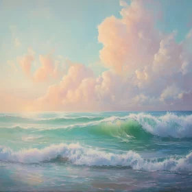 Calm Ocean Waves Under Pastel Sky