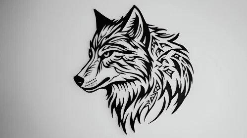 Wolf Head Tribal Tattoo Style