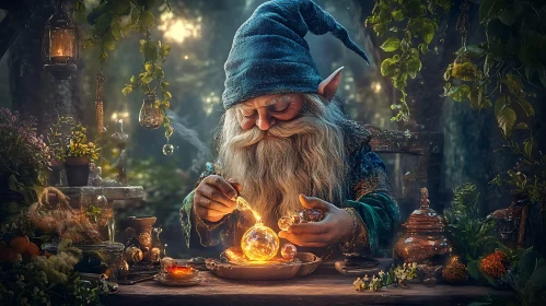 Forest Gnome with Magic Orb