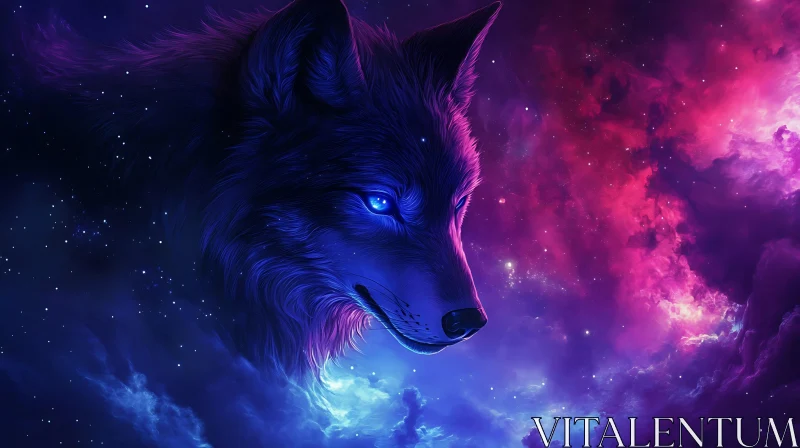 AI ART Wolf in Space Art