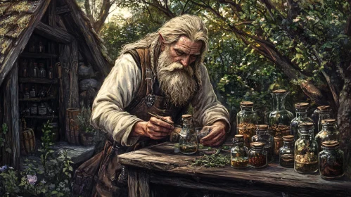 Forest Elf Herbalist Potion Preparation