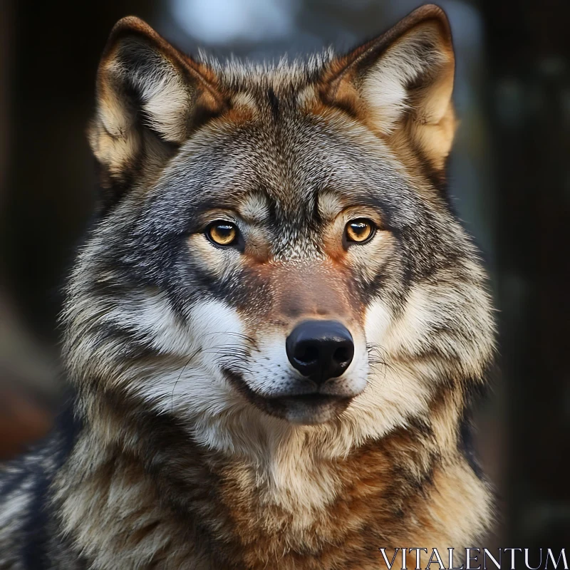 Detailed Wolf Face Close-Up AI Image