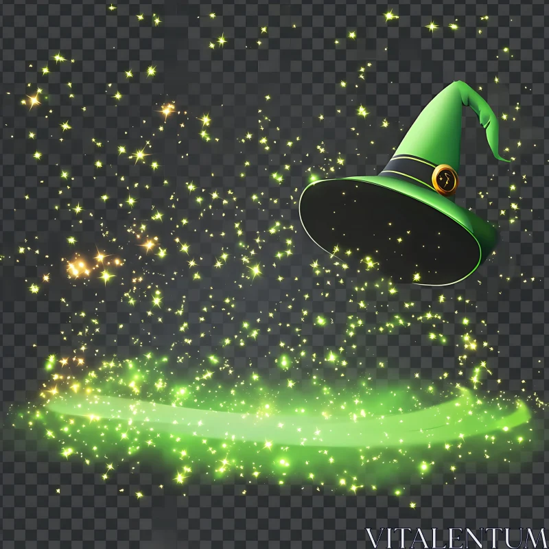 Floating Witch Hat with Magic Sparkles AI Image