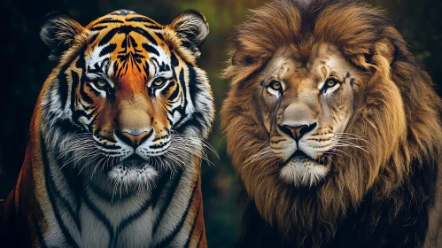 Majestic Lion and Tiger Side-by-Side