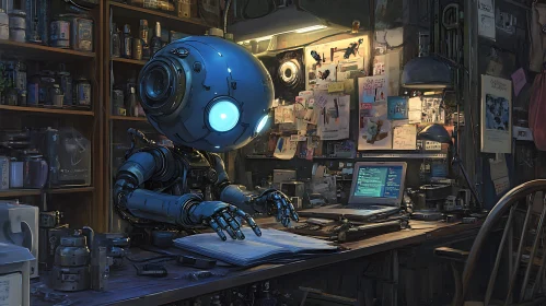 Robot Studying at Desk