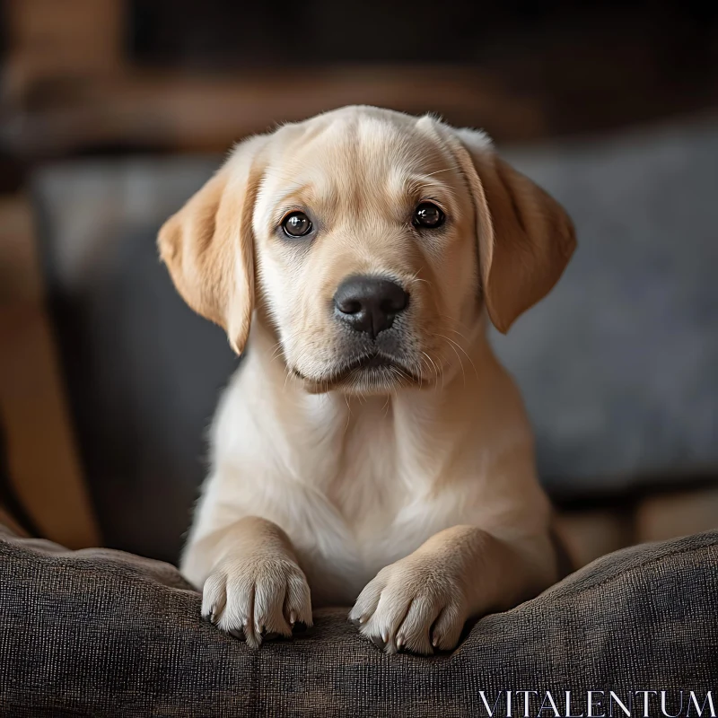 Cute Labrador Puppy Resting AI Image