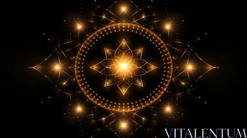 AI ART Golden Symmetry: A Radiant Display of Light and Crystals