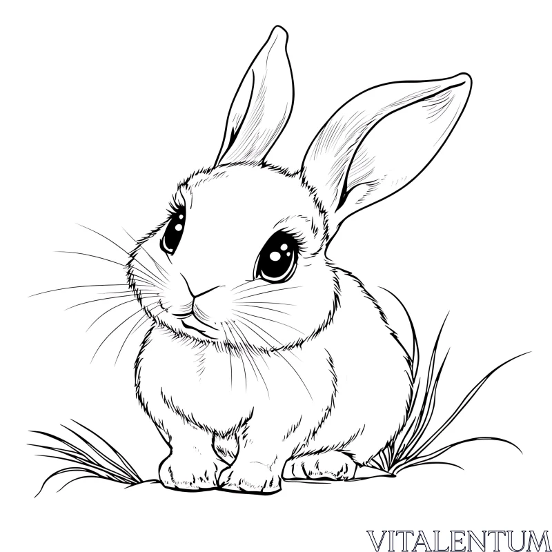 Monochrome Rabbit Illustration AI Image