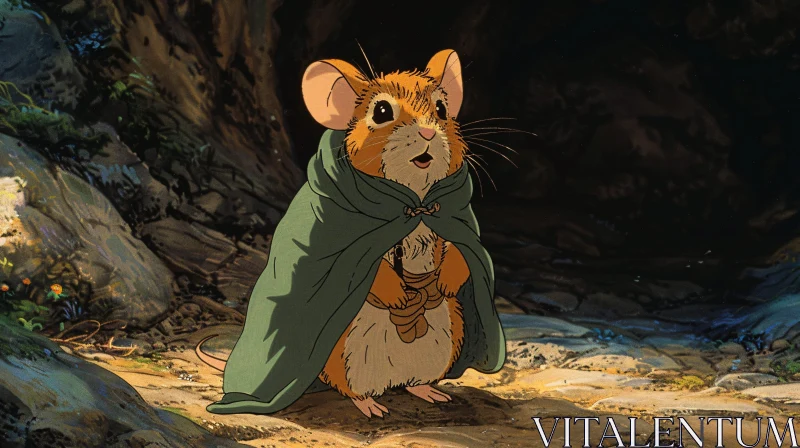 AI ART Adventurous Mouse Character with Cloak