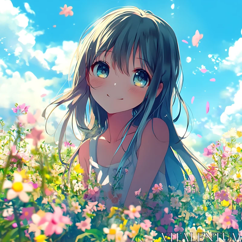 Anime Girl in Spring Blossom AI Image