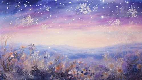 Twilight Sky with Enchanting Floral Foreground