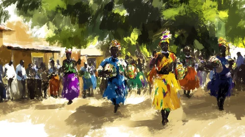 Colorful Traditional Dance in African Village
