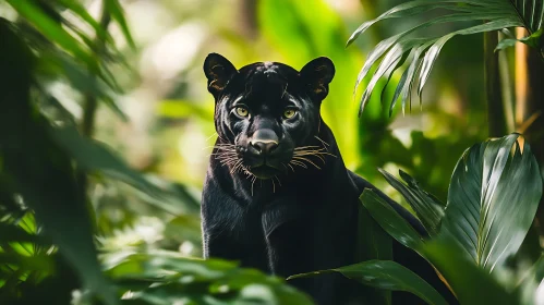 Panther Portrait in Greenery