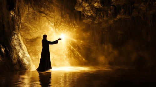 Enchanting Cave Light with Wizard