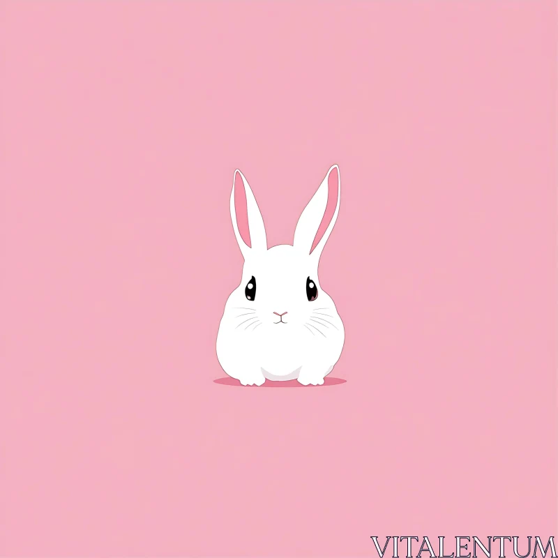 Minimalist Rabbit Art on Pink Background AI Image