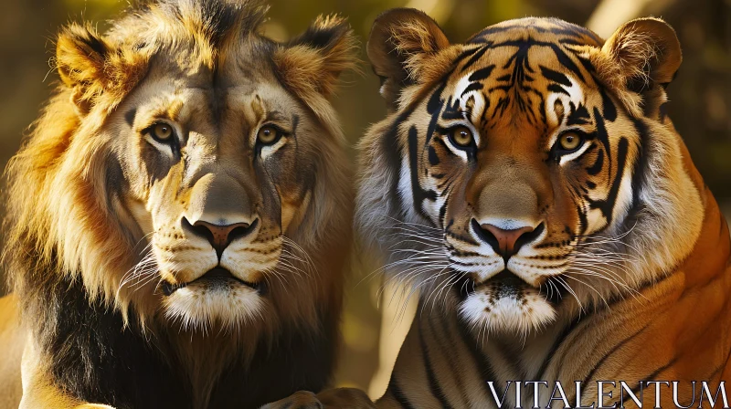 Portrait of a Lion and Tiger Together AI Image