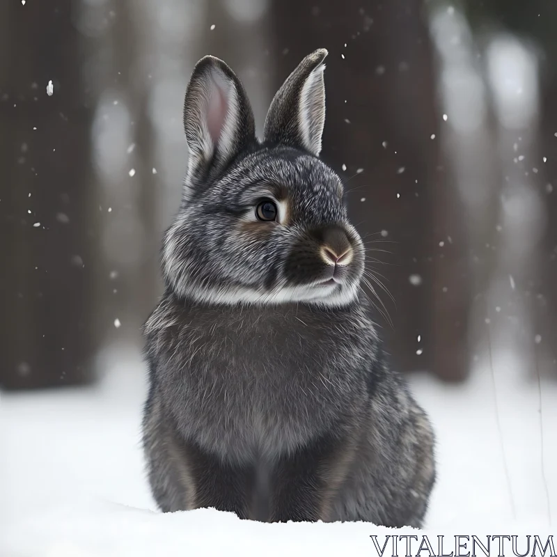 Rabbit in Winter Wonderland AI Image