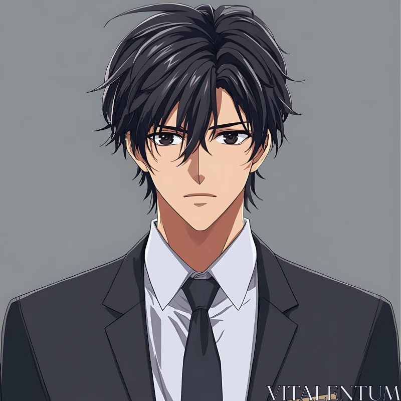 Formal Anime Male Character Portrait AI Image