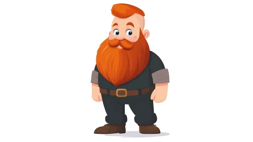 Cartoon Man with Ginger Beard Illustration