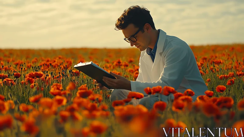 AI ART Field Research: Man in Poppy Field