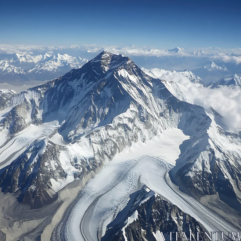 Majestic Mountain Range with Glaciers AI Image