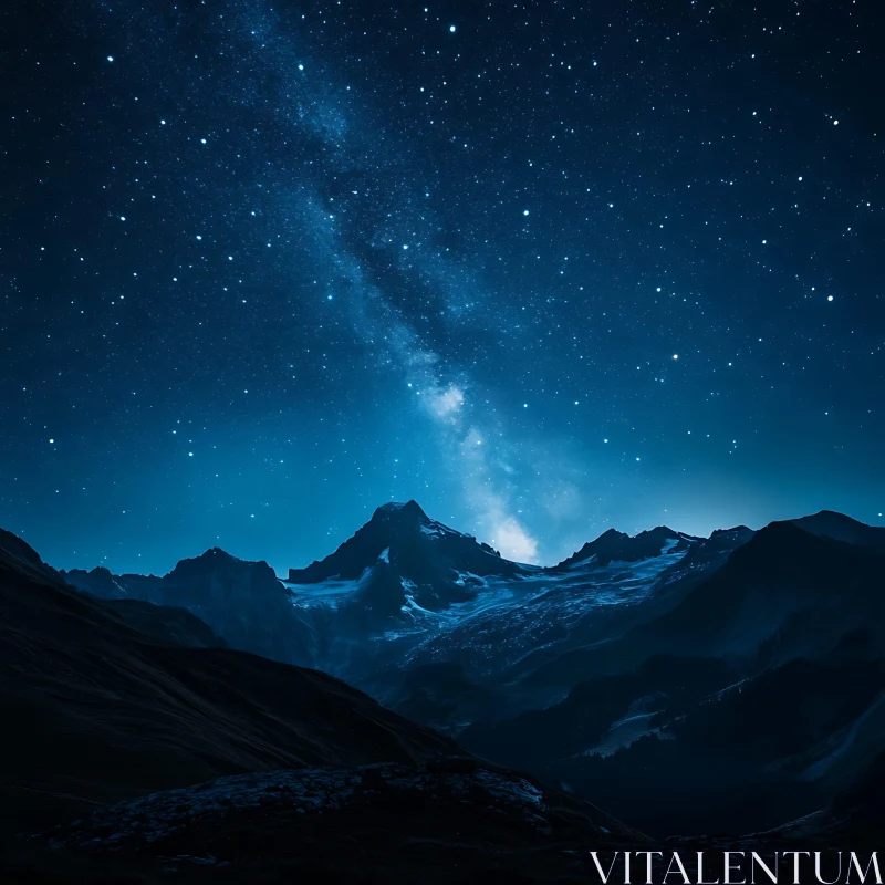 Mountains and Starry Night AI Image