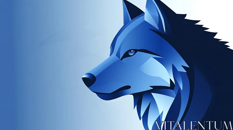 AI ART Modern Wolf Design in Blue Tones