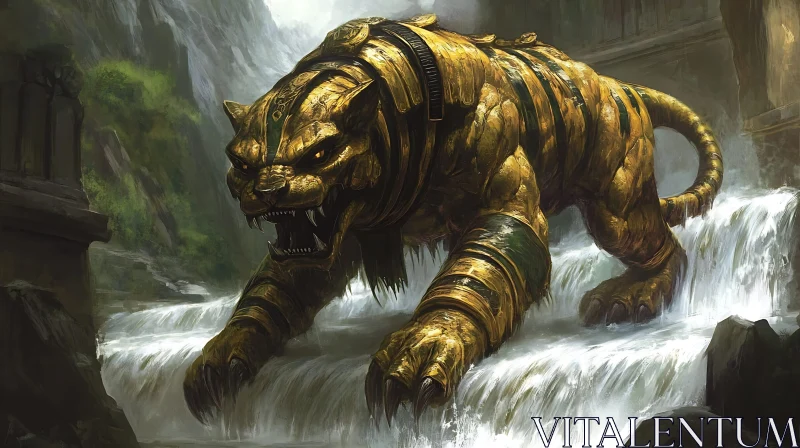 Armored Tiger in the Jungle AI Image