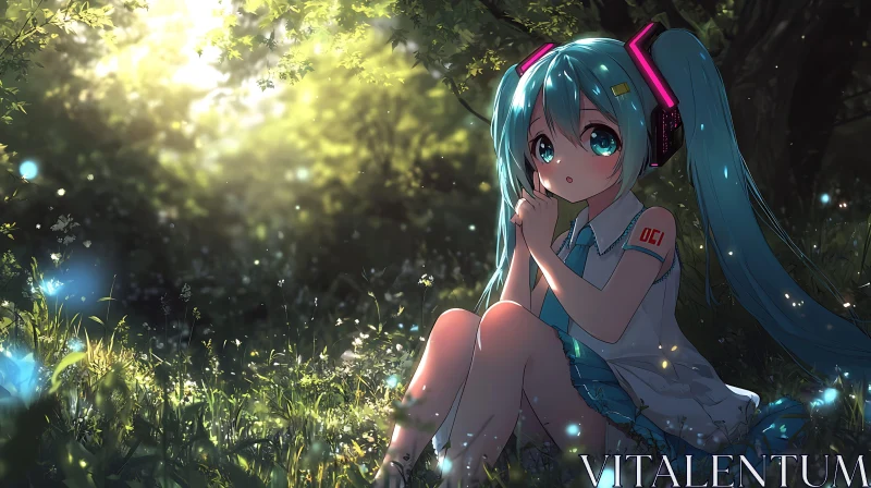 Serene Anime Scene in Nature AI Image