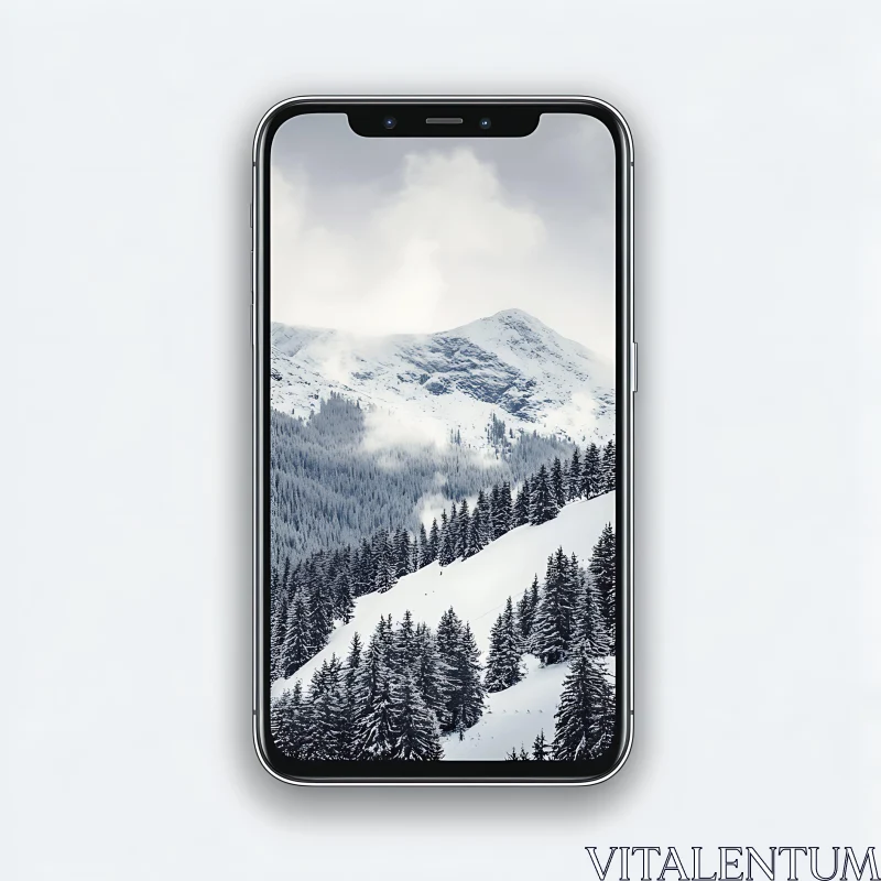 Icy Mountain View on Mobile AI Image