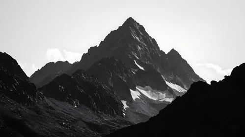 Striking Mountain Peaks in Black and White