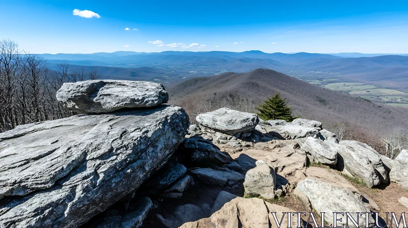 Scenic Mountain Landscape with Rocks AI Image