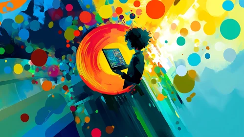 Colorful Abstract Laptop Scene