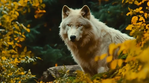 Serene Wolf Portrait in Woods