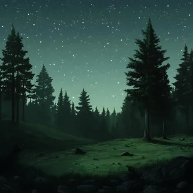 Starlit Sky Over a Peaceful Forest