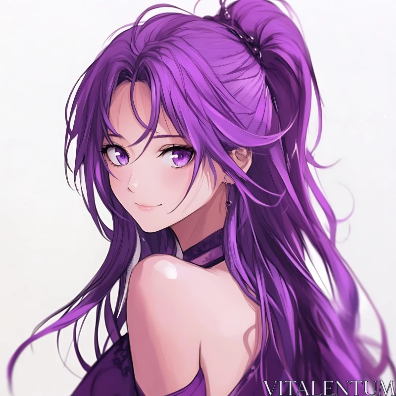 AI ART Beautiful Violet-Haired Anime Girl