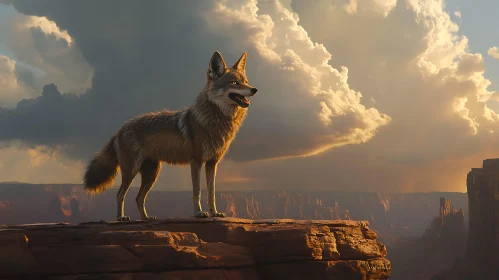 Wild Coyote on a Desert Rock