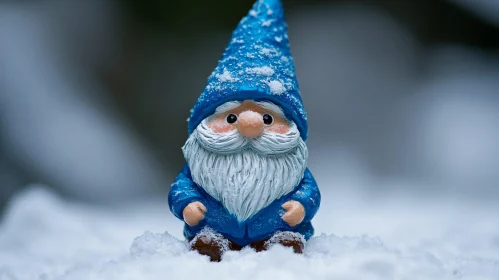 Blue Gnome Winter Figurine