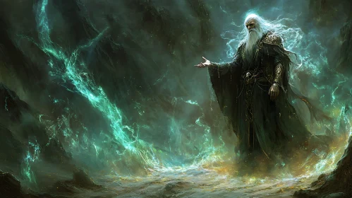 Old Wizard with Turquoise Energy