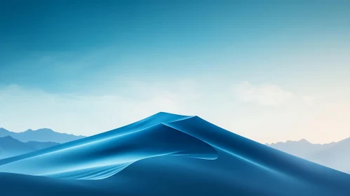 Minimalist Mountainscape in Blue Hues