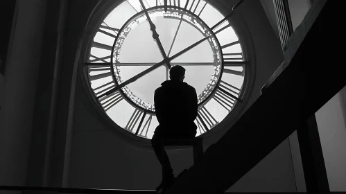 Monochrome Clock Tower Contemplation