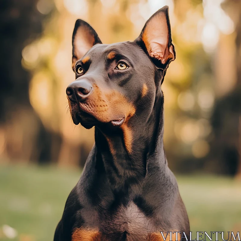 Alert Doberman Dog in Outdoor Environment AI Image