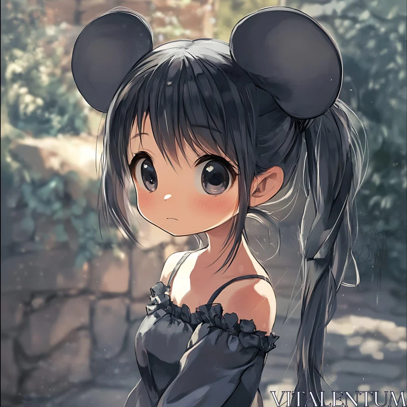 Adorable Anime Girl Drawing AI Image