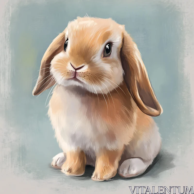 Cute Lop-Eared Rabbit Illustration Art AI Image