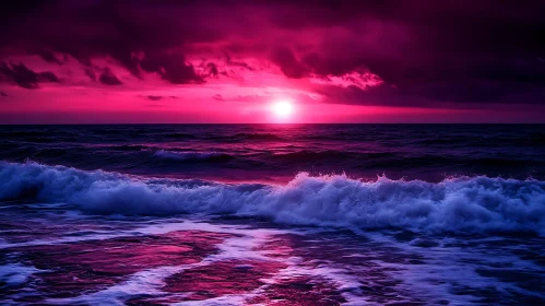 Ocean Sunset with Pink Clouds