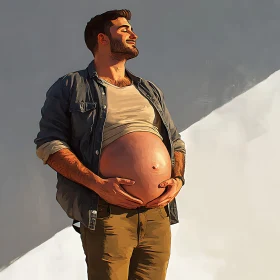 Man Embracing Pregnancy