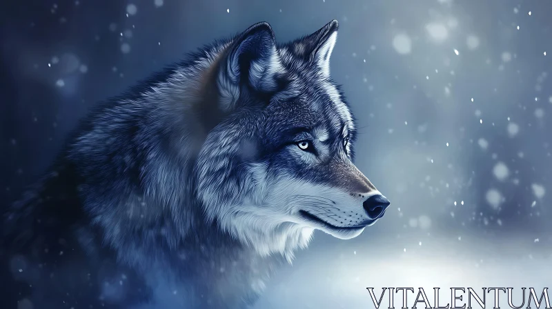 Majestic Wolf in Snowy Ambiance AI Image