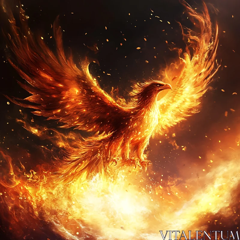 AI ART Fiery Phoenix Rebirth Illustration